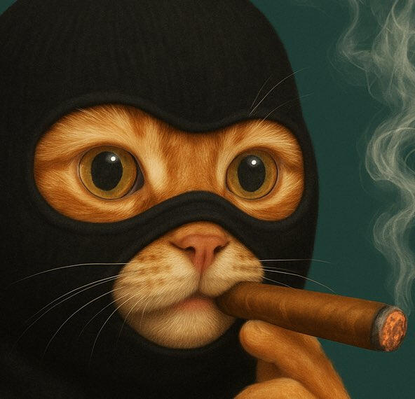Cat with mask smoking cigar