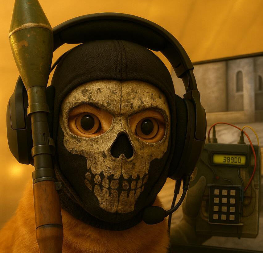 Cat with skull mask